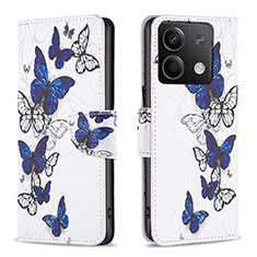 Leather Case Stands Fashionable Pattern Flip Cover Holder B03F for Xiaomi Redmi Note 13 5G Blue