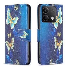 Leather Case Stands Fashionable Pattern Flip Cover Holder B03F for Xiaomi Redmi Note 13 5G Sky Blue