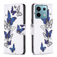 Leather Case Stands Fashionable Pattern Flip Cover Holder B03F for Xiaomi Redmi Note 13 Pro 5G Blue