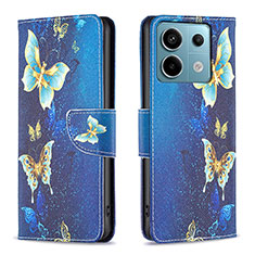 Leather Case Stands Fashionable Pattern Flip Cover Holder B03F for Xiaomi Redmi Note 13 Pro 5G Sky Blue