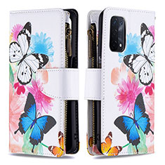 Leather Case Stands Fashionable Pattern Flip Cover Holder B04F for OnePlus Nord N200 5G Colorful