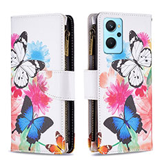 Leather Case Stands Fashionable Pattern Flip Cover Holder B04F for Oppo A96 4G Colorful
