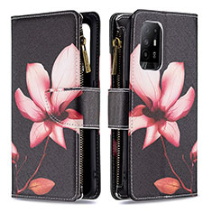 Leather Case Stands Fashionable Pattern Flip Cover Holder B04F for Oppo F19 Pro+ Plus 5G Red