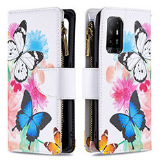 Leather Case Stands Fashionable Pattern Flip Cover Holder B04F for Oppo Reno5 Z 5G Colorful