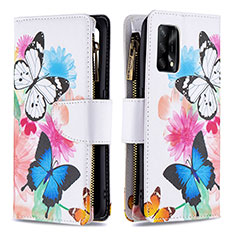 Leather Case Stands Fashionable Pattern Flip Cover Holder B04F for Oppo Reno6 Lite Colorful