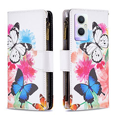 Leather Case Stands Fashionable Pattern Flip Cover Holder B04F for Oppo Reno7 Lite 5G Colorful