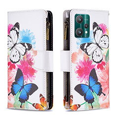 Leather Case Stands Fashionable Pattern Flip Cover Holder B04F for Realme 9 5G Colorful