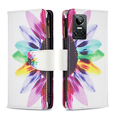 Leather Case Stands Fashionable Pattern Flip Cover Holder B04F for Realme GT Neo3 5G Mixed