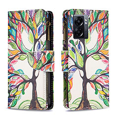 Leather Case Stands Fashionable Pattern Flip Cover Holder B04F for Realme V23 5G Green
