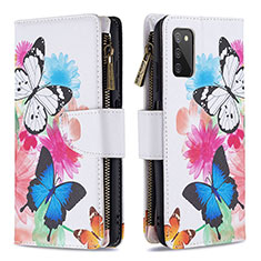 Leather Case Stands Fashionable Pattern Flip Cover Holder B04F for Samsung Galaxy A02s Colorful