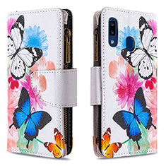 Leather Case Stands Fashionable Pattern Flip Cover Holder B04F for Samsung Galaxy A20e Colorful