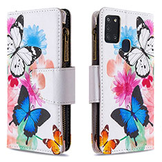 Leather Case Stands Fashionable Pattern Flip Cover Holder B04F for Samsung Galaxy A21s Colorful