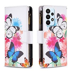 Leather Case Stands Fashionable Pattern Flip Cover Holder B04F for Samsung Galaxy A23 5G Colorful