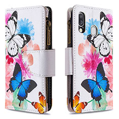 Leather Case Stands Fashionable Pattern Flip Cover Holder B04F for Samsung Galaxy A40 Colorful
