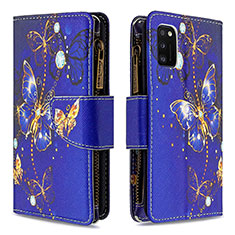 Leather Case Stands Fashionable Pattern Flip Cover Holder B04F for Samsung Galaxy A41 Navy Blue