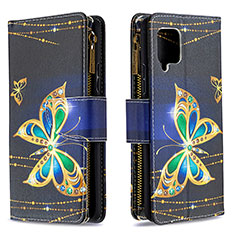 Leather Case Stands Fashionable Pattern Flip Cover Holder B04F for Samsung Galaxy A42 5G Black