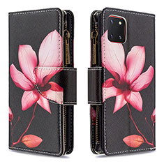 Leather Case Stands Fashionable Pattern Flip Cover Holder B04F for Samsung Galaxy A81 Red