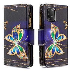 Leather Case Stands Fashionable Pattern Flip Cover Holder B04F for Samsung Galaxy A91 Black