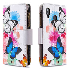 Leather Case Stands Fashionable Pattern Flip Cover Holder B04F for Samsung Galaxy M10S Colorful