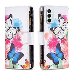 Leather Case Stands Fashionable Pattern Flip Cover Holder B04F for Samsung Galaxy M23 5G Colorful