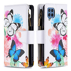 Leather Case Stands Fashionable Pattern Flip Cover Holder B04F for Samsung Galaxy M32 4G Colorful