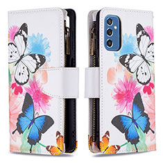 Leather Case Stands Fashionable Pattern Flip Cover Holder B04F for Samsung Galaxy M52 5G Colorful