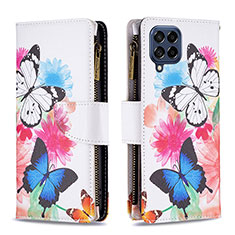 Leather Case Stands Fashionable Pattern Flip Cover Holder B04F for Samsung Galaxy M53 5G Colorful