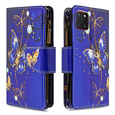 Leather Case Stands Fashionable Pattern Flip Cover Holder B04F for Samsung Galaxy M60s Navy Blue