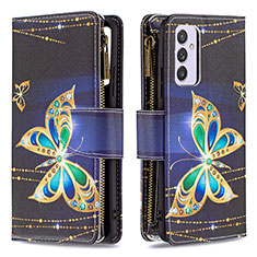 Leather Case Stands Fashionable Pattern Flip Cover Holder B04F for Samsung Galaxy Quantum2 5G Black