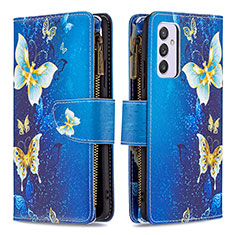 Leather Case Stands Fashionable Pattern Flip Cover Holder B04F for Samsung Galaxy Quantum2 5G Blue