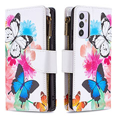 Leather Case Stands Fashionable Pattern Flip Cover Holder B04F for Samsung Galaxy Quantum2 5G Colorful
