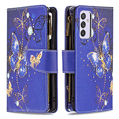 Leather Case Stands Fashionable Pattern Flip Cover Holder B04F for Samsung Galaxy Quantum2 5G Navy Blue