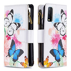Leather Case Stands Fashionable Pattern Flip Cover Holder B04F for Vivo Y11s Colorful