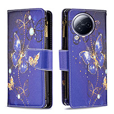 Leather Case Stands Fashionable Pattern Flip Cover Holder B04F for Xiaomi Civi 3 5G Navy Blue