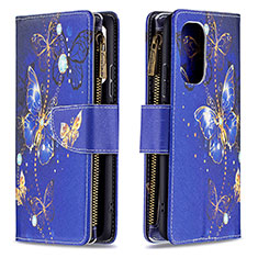 Leather Case Stands Fashionable Pattern Flip Cover Holder B04F for Xiaomi Mi 11X Pro 5G Navy Blue