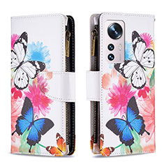 Leather Case Stands Fashionable Pattern Flip Cover Holder B04F for Xiaomi Mi 12 5G Colorful