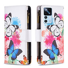 Leather Case Stands Fashionable Pattern Flip Cover Holder B04F for Xiaomi Mi 12T Pro 5G Colorful