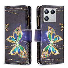 Leather Case Stands Fashionable Pattern Flip Cover Holder B04F for Xiaomi Mi 13 5G Black