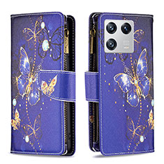 Leather Case Stands Fashionable Pattern Flip Cover Holder B04F for Xiaomi Mi 13 Pro 5G Navy Blue