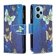 Leather Case Stands Fashionable Pattern Flip Cover Holder B04F for Xiaomi Poco F5 5G Blue