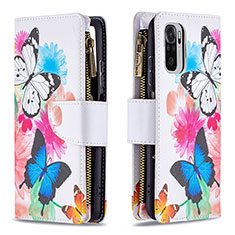 Leather Case Stands Fashionable Pattern Flip Cover Holder B04F for Xiaomi Poco M5S Colorful