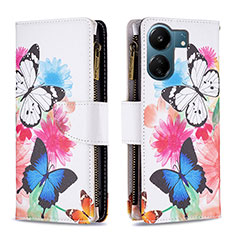 Leather Case Stands Fashionable Pattern Flip Cover Holder B04F for Xiaomi Redmi 13C Colorful