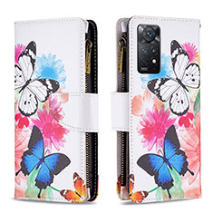 Leather Case Stands Fashionable Pattern Flip Cover Holder B04F for Xiaomi Redmi Note 11 Pro 4G Colorful