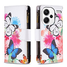Leather Case Stands Fashionable Pattern Flip Cover Holder B04F for Xiaomi Redmi Note 13 Pro+ Plus 5G Colorful
