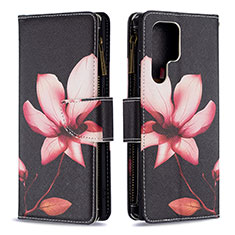 Leather Case Stands Fashionable Pattern Flip Cover Holder B05F for Samsung Galaxy S21 Ultra 5G Brown