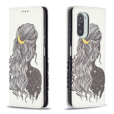Leather Case Stands Fashionable Pattern Flip Cover Holder B05F for Xiaomi Mi 11X Pro 5G Gray