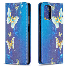 Leather Case Stands Fashionable Pattern Flip Cover Holder B05F for Xiaomi Poco M5S Blue