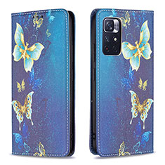 Leather Case Stands Fashionable Pattern Flip Cover Holder B05F for Xiaomi Redmi Note 11S 5G Blue