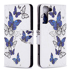 Leather Case Stands Fashionable Pattern Flip Cover Holder B09F for Samsung Galaxy S21 5G Mixed