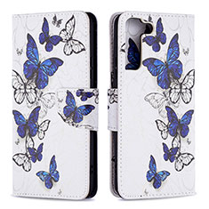 Leather Case Stands Fashionable Pattern Flip Cover Holder B09F for Samsung Galaxy S21 Plus 5G Mixed